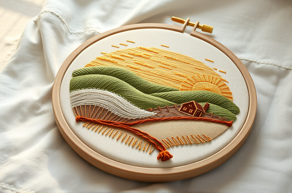 Embroidered Textile Art Prompt for Ideogram Stitch Craft