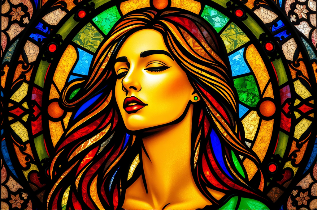 Stained Glass Portrait Art Prompt for Stable Diffusion