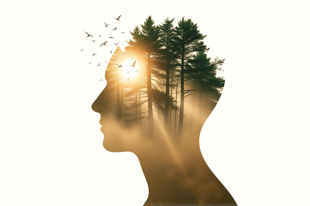 Double Exposure Silhouette Portrait Art Prompt Firefly
