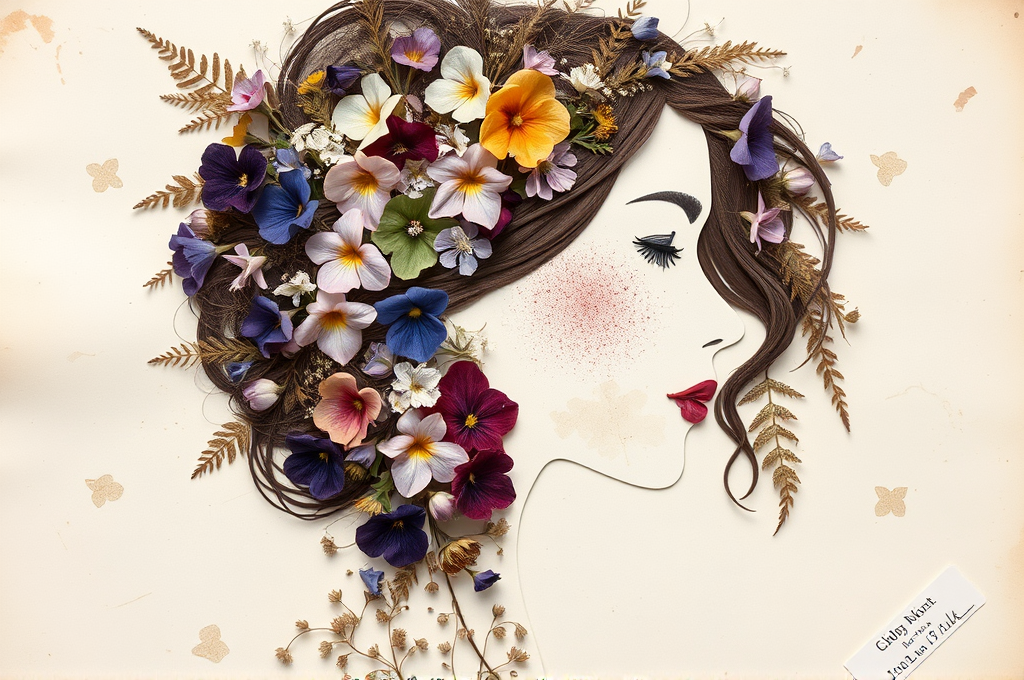 Pressed Flower Herbarium Portrait Art Prompt Firefly