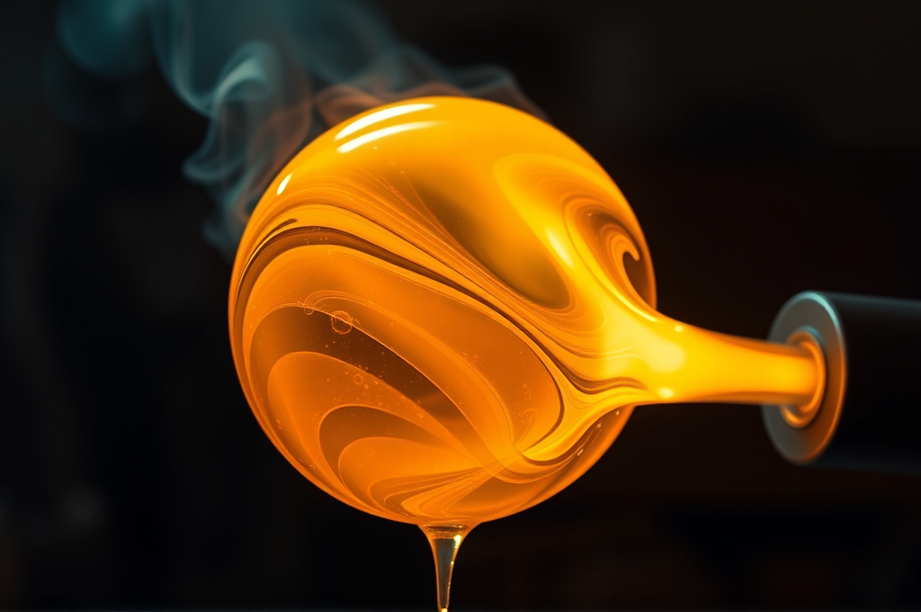 Molten Glass Blowing Slow-Motion Video Prompt Firefly