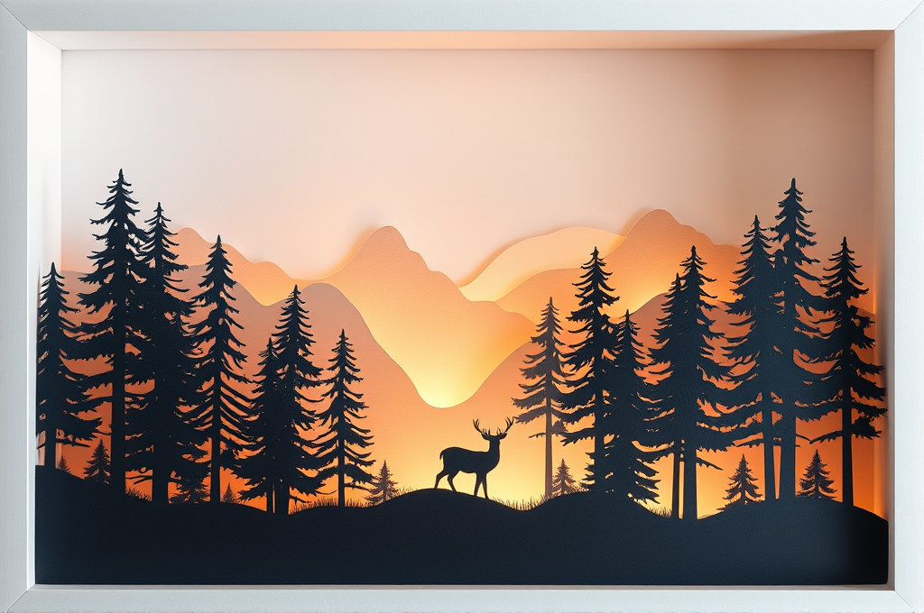 Layered Paper-Cut Shadow Box Design Prompt for Leonardo