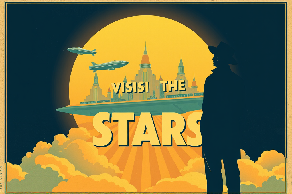 Retro-Futuristic Travel Poster Typography Prompt for Ideogram