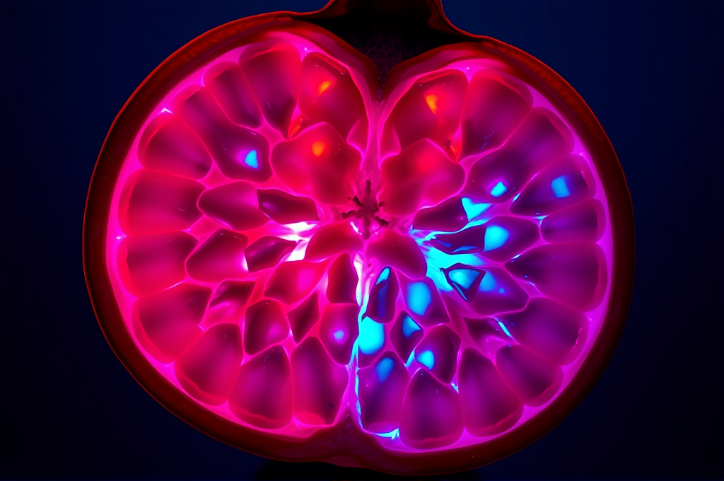 Glowing Botanical X-Ray Fruit Cross-Section Art for SD