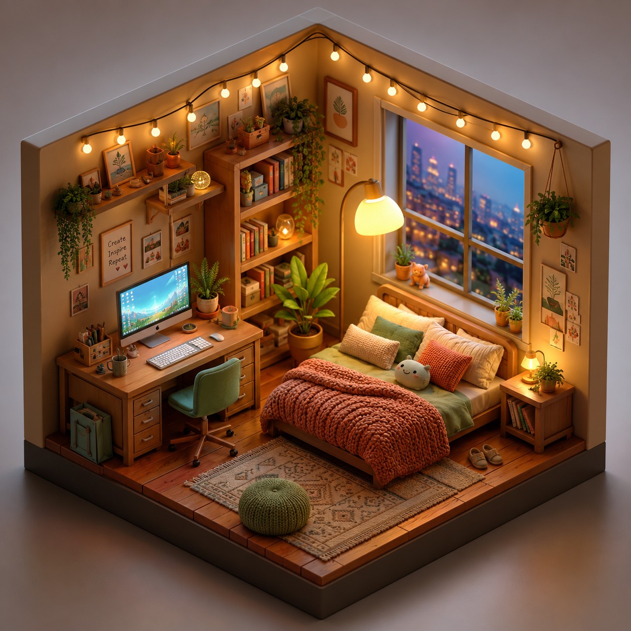 ChatGPT 3D Render — Cozy Isometric Room Diorama